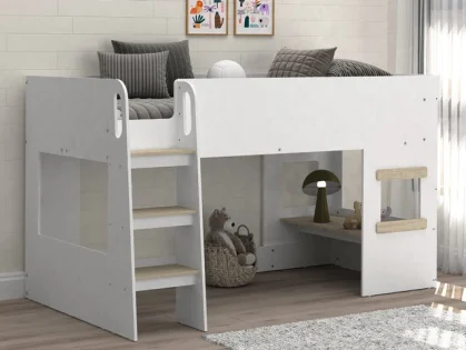 Kidsaw Canbrera White Wooden Mid Sleeper Bed