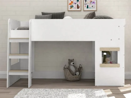 Kidsaw Canbrera White Wooden Mid Sleeper Bed