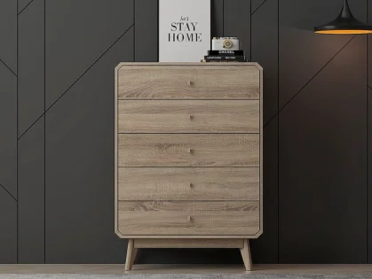 Kidsaw Janeiro Oak 5 Drawer Chest of Drawers