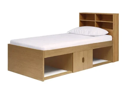 Kidsaw Low Cabin Oak Bookcase Headboard Cabin Bed Frame