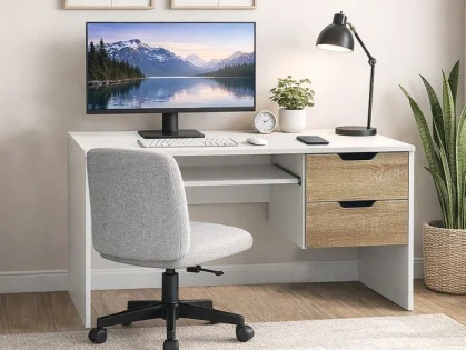 Kidsaw Swansea White and Oak 2 Drawer Desk