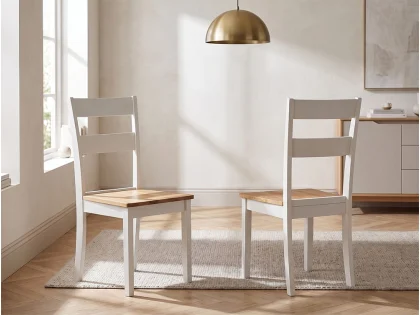 Julian Bowen Linwood White and Oak Wooden Set of 2 Dining Chairs Julian Bowen Linwood White and Oak Wooden Set of 2 Dining Chairs
