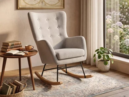 Seconique Hayden Beige Fabric Rocking Chair Seconique Hayden Beige Fabric Rocking Chair