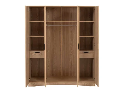 Seconique Tessa Natural Oak 4 Door Mirrored Wardrobe