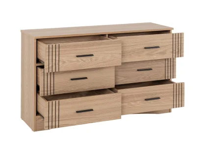 Seconique Tessa Natural Oak 3+3 Drawer Chest of Drawers