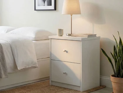 Core Erin White 2 Drawer Bedside Table