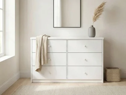 Core Erin White 3+3 Drawer Wide Chest of Drawers