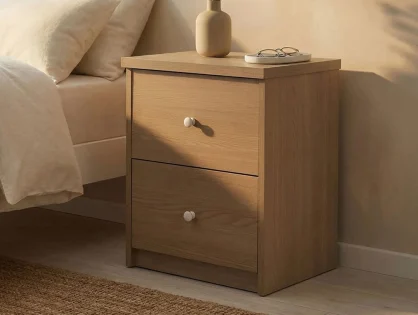 Core Freya Oak 2 Drawer Bedside Table