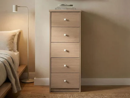 Core Freya Oak 5 Drawer Narrow Chest of Drawers