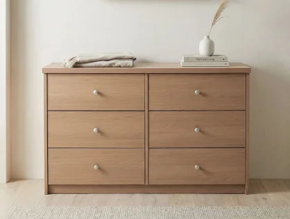 Core Freya Oak 3+3 Drawer Wide Chest of Drawers
