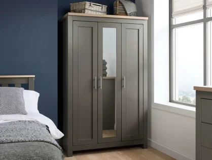 Birlea Highgate Dark Grey and Oak 3 Door Mirrored Wardrobe Birlea Highgate Dark Grey and Oak 3 Door Mirrored Wardrobe