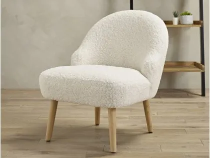 Clearance - LPD Ted White Boucle Fabric Accent Chair