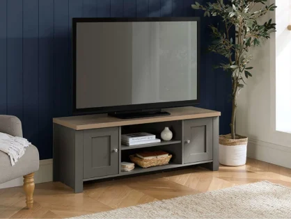 Birlea Highgate Dark Grey and Oak Effect Large TV Unit