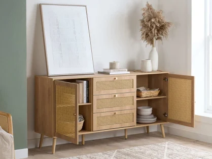 Birlea Croxley Rattan and Oak 2 Door 3 Drawer Sideboard Birlea Croxley Rattan and Oak 2 Door 3 Drawer Sideboard