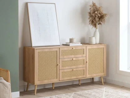 Birlea Croxley Rattan and Oak 2 Door 3 Drawer Sideboard Birlea Croxley Rattan and Oak 2 Door 3 Drawer Sideboard