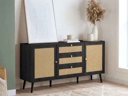 Birlea Croxley Rattan and Black 2 Door 3 Drawer Sideboard Birlea Croxley Rattan and Black 2 Door 3 Drawer Sideboard