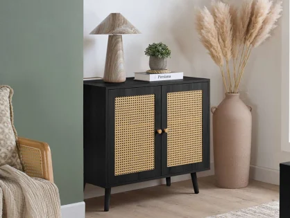 Birlea Croxley Rattan and Black 2 Door Sideboard Birlea Croxley Rattan and Black 2 Door Sideboard