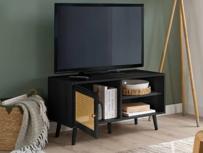 Birlea Croxley Rattan and Black Small TV Unit Birlea Croxley Rattan and Black Small TV Unit