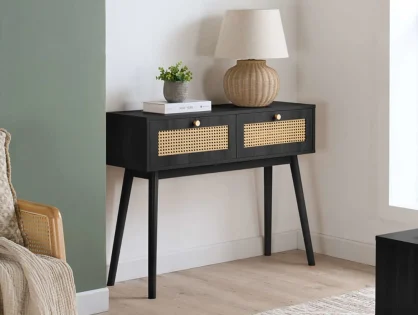 Birlea Croxley Rattan and Black Console table Birlea Croxley Rattan and Black Console table