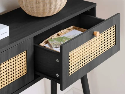 Birlea Croxley Rattan and Black Console table Birlea Croxley Rattan and Black Console table