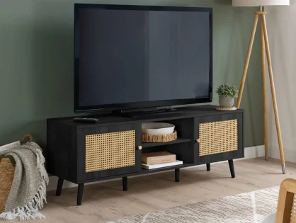 Birlea Croxley Rattan and Black Large TV Unit Birlea Croxley Rattan and Black Large TV Unit