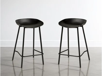 Clearance - Julian Bowen Renzo Set of 2 Black Bar Stools