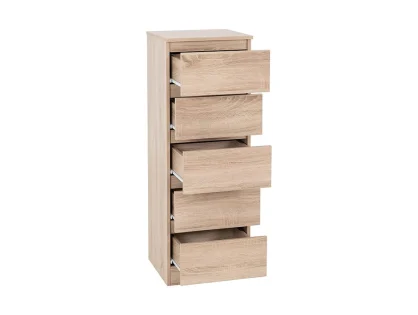 Seconique Malvern Sonoma Oak 5 Drawer Narrow Chest of Drawers