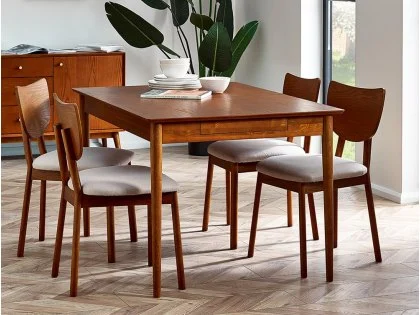 Clearance - Julian Bowen Lowry 140cm Cherry Ash Extending 2 Drawer Dining Table Clearance - Julian Bowen Lowry 140cm Cherry Ash Extending 2 Drawer Dining Table