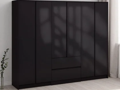 Seconique Malvern Black 6 Door 2 Drawer Wardrobe