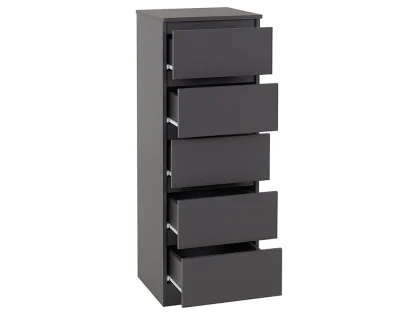Seconique Malvern Grey 5 Drawer Narrow Chest of Drawers