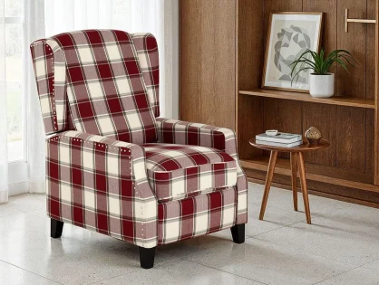 Seconique Kensington Red Tartan Fabric Recliner Chair Seconique Kensington Red Tartan Fabric Recliner Chair