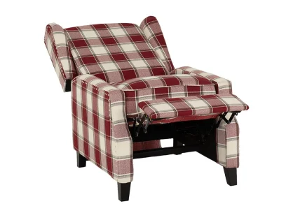 Seconique Kensington Red Tartan Fabric Recliner Chair Seconique Kensington Red Tartan Fabric Recliner Chair