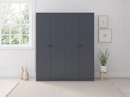 Seconique Dakota Dark Grey 4 Door Wardrobe