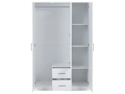 Seconique Dakota White 3 Door 2 Drawer Mirrored Wardrobe