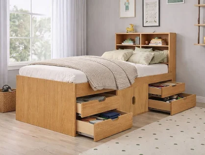 Kidsaw Captains Bookcase Headboard Oak Cabin Bed Kidsaw Captains Bookcase Headboard Oak Cabin Bed