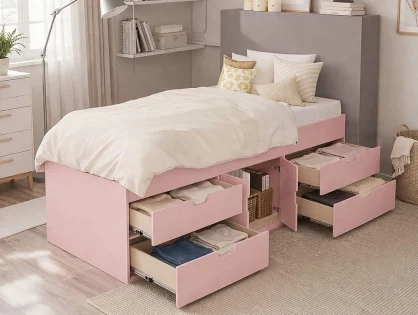 Kidsaw Captains Pink Cabin Bed Frame Kidsaw Captains Pink Cabin Bed Frame