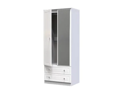 Welcome Balmoral White High Gloss 2 Door 2 Drawer Mirrored Double Wardrobe (Assembled) Welcome Balmoral White High Gloss 2 Door 2 Drawer Mirrored Double Wardrobe (Assembled)