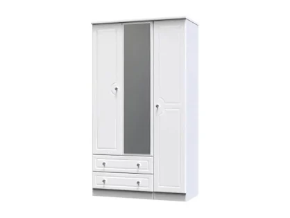 Welcome Balmoral White High Gloss 3 Door 2 Drawer Tall Mirrored Triple Wardrobe (Assembled)