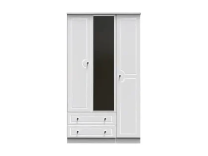 Welcome Balmoral White High Gloss 3 Door 2 Drawer Tall Mirrored Triple Wardrobe (Assembled)
