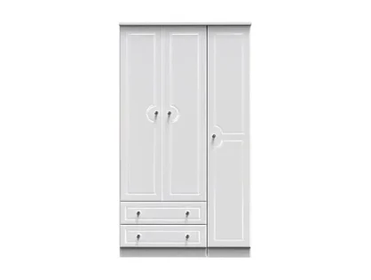 Welcome Balmoral White High Gloss 3 Door 2 Drawer Tall Triple Wardrobe (Assembled)