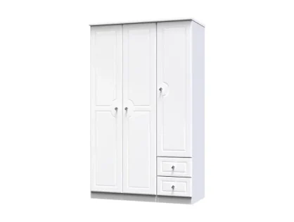 Welcome Balmoral White High Gloss 3 Door 2 Small Drawer Tall Triple Wardrobe (Assembled)