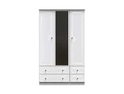 Welcome Balmoral White High Gloss 3 Door 4 Drawer Mirrored Triple Wardrobe (Assembled)