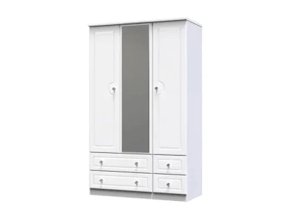 Welcome Balmoral White High Gloss 3 Door 4 Drawer Mirrored Triple Wardrobe (Assembled)