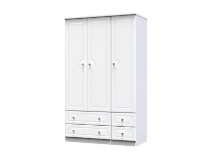 Welcome Balmoral White High Gloss 3 Door 4 Drawer Triple Wardrobe (Assembled)