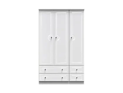 Welcome Balmoral White High Gloss 3 Door 4 Drawer Triple Wardrobe (Assembled)