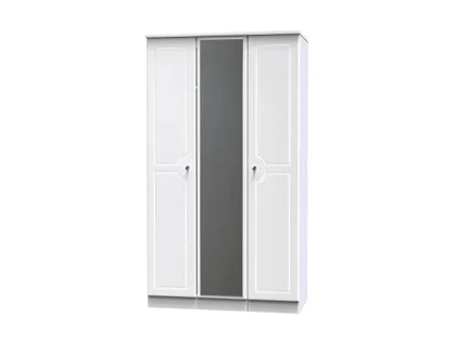 Welcome Balmoral White High Gloss 3 Door Tall Mirrored Triple Wardrobe (Assembled)