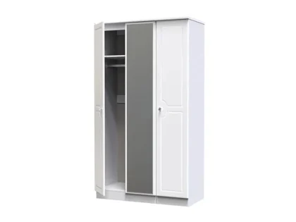 Welcome Balmoral White High Gloss 3 Door Tall Mirrored Triple Wardrobe (Assembled)