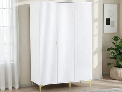 Seconique Miami White and Gold 3 Door Wardrobe