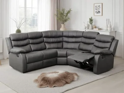 Seconique Roma Grey Faux Leather Corner Recliner Sofa Seconique Roma Grey Faux Leather Corner Recliner Sofa