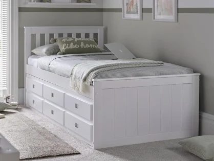 Bedmaster Nova White 6 Drawer Wooden Bed Frame Bedmaster Nova White 6 Drawer Wooden Bed Frame